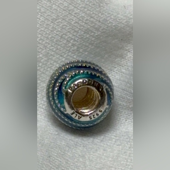 Pandora Silver and Blue Striped Charm - Picture 3 of 4